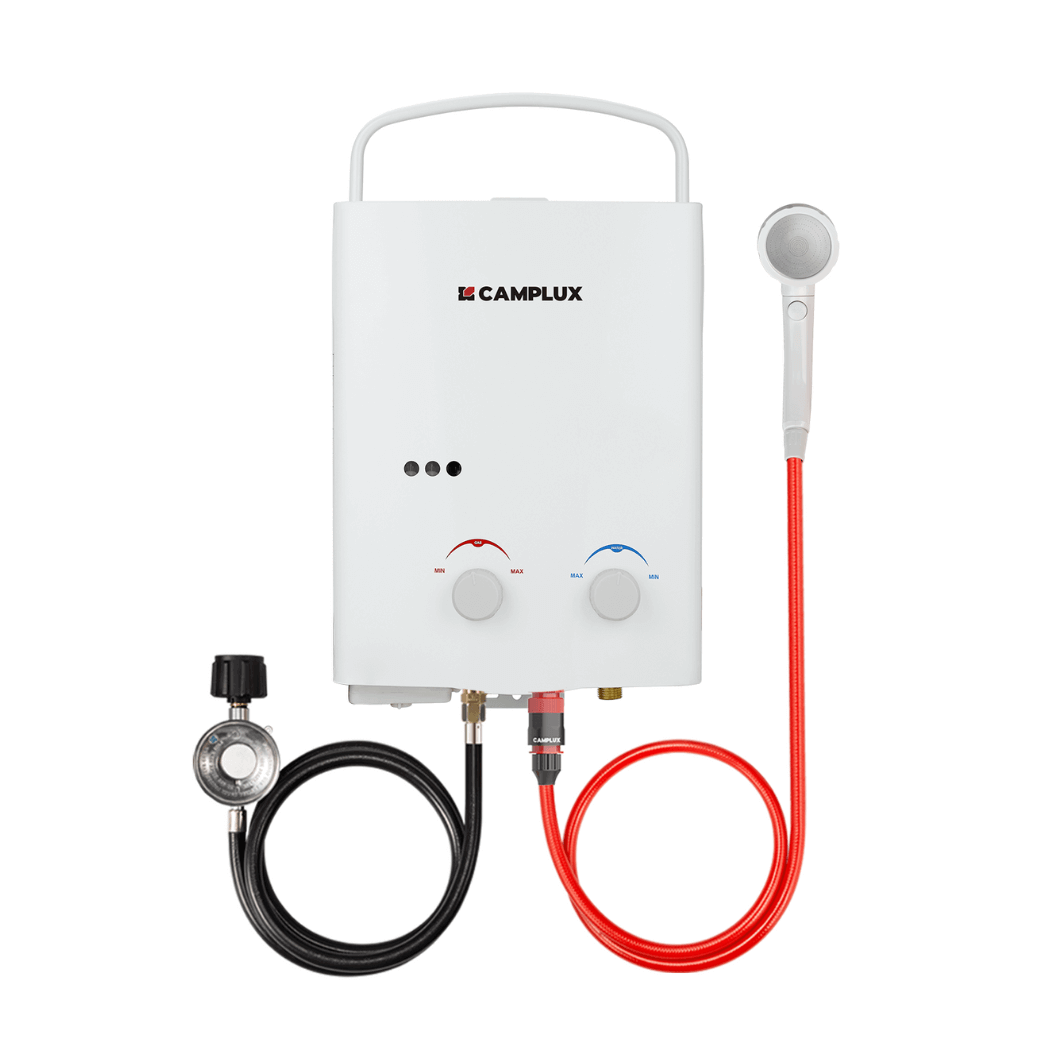 Chauffe-eau portatif extérieur sans réservoir au propane Camplux 5L 1,32 GPM - Blanc 