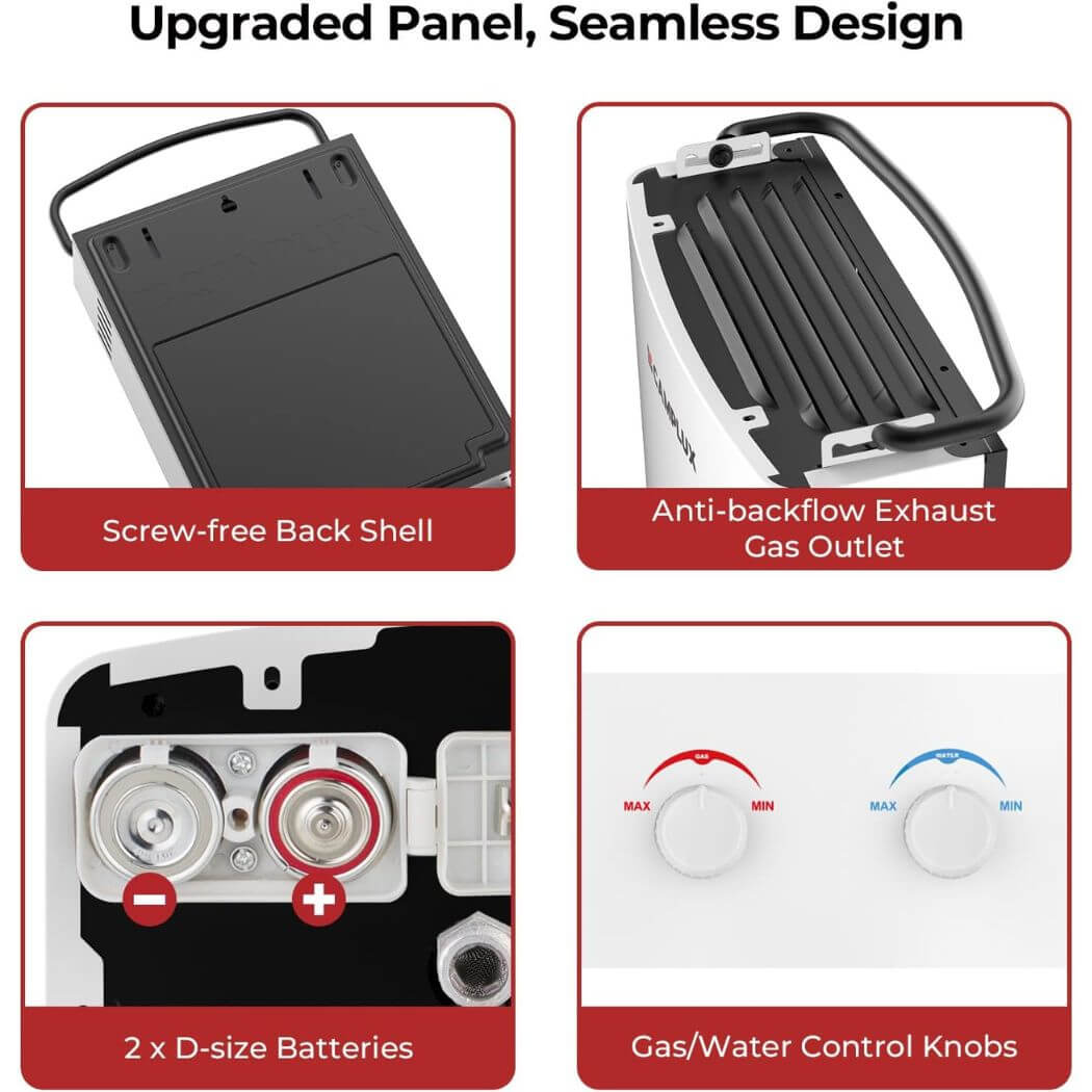 Chauffe-eau portatif extérieur sans réservoir au propane Camplux 5L 1,32 GPM - Blanc 