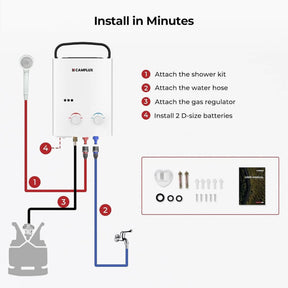 Chauffe-eau portatif extérieur sans réservoir au propane Camplux 5L 1,32 GPM - Blanc 