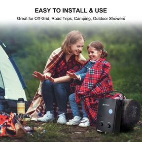 Camplux water heater: perfect for off-grid adventures, road trips, and camping. Stay warm and comfortable wherever you go.