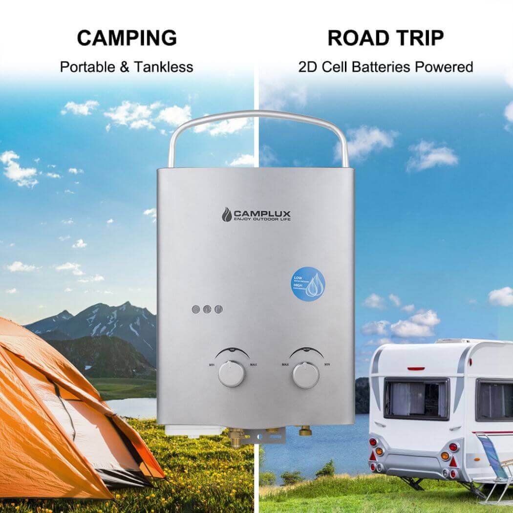 Camplux water heater AY132G to enhance your experience exploring outdoors.