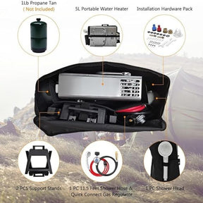 Camplux Douche de camping portable au gaz propane 1,32 GPM avec kits de pompe, gris 