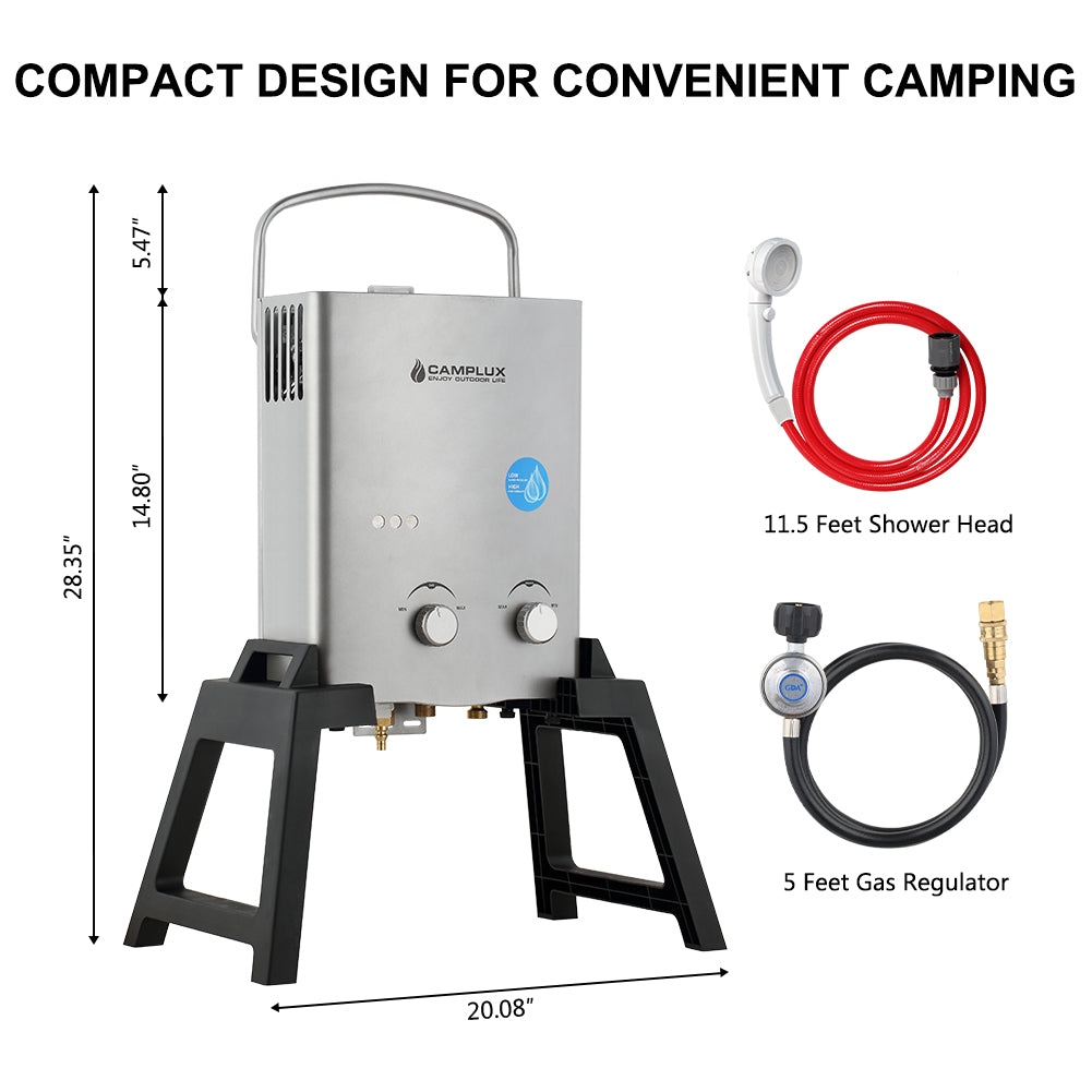 Camplux 1.32 GPM Outdoor Portable Propane Gas Camping Shower with Pump Pack Kits,Gray