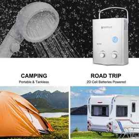 Camplux water heater,  easy to carry, built for road trips