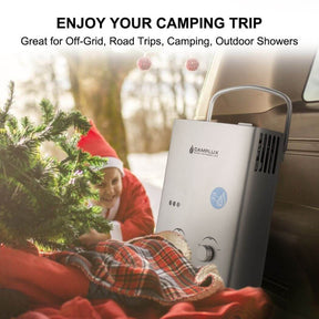Camplux camping water heater AY132GP43 to help you enjoy your outdoor trips.