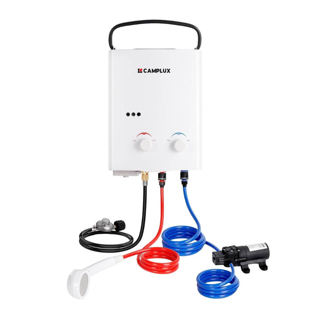 Camplux Propane Off-Grid Portable Water Heater for RV, Trailer & Camper - White