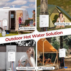 Camplux Propan Off-Grid Tragbarer Warmwasserbereiter für Wohnmobile, Anhänger und Wohnmobile – Weiß 