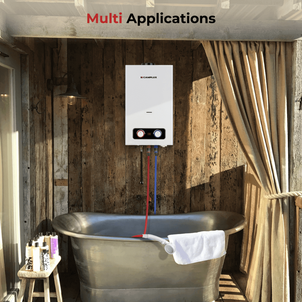 Camplux 2.64 GPM Tankless Gas Water Heater, Propane Shower Portable