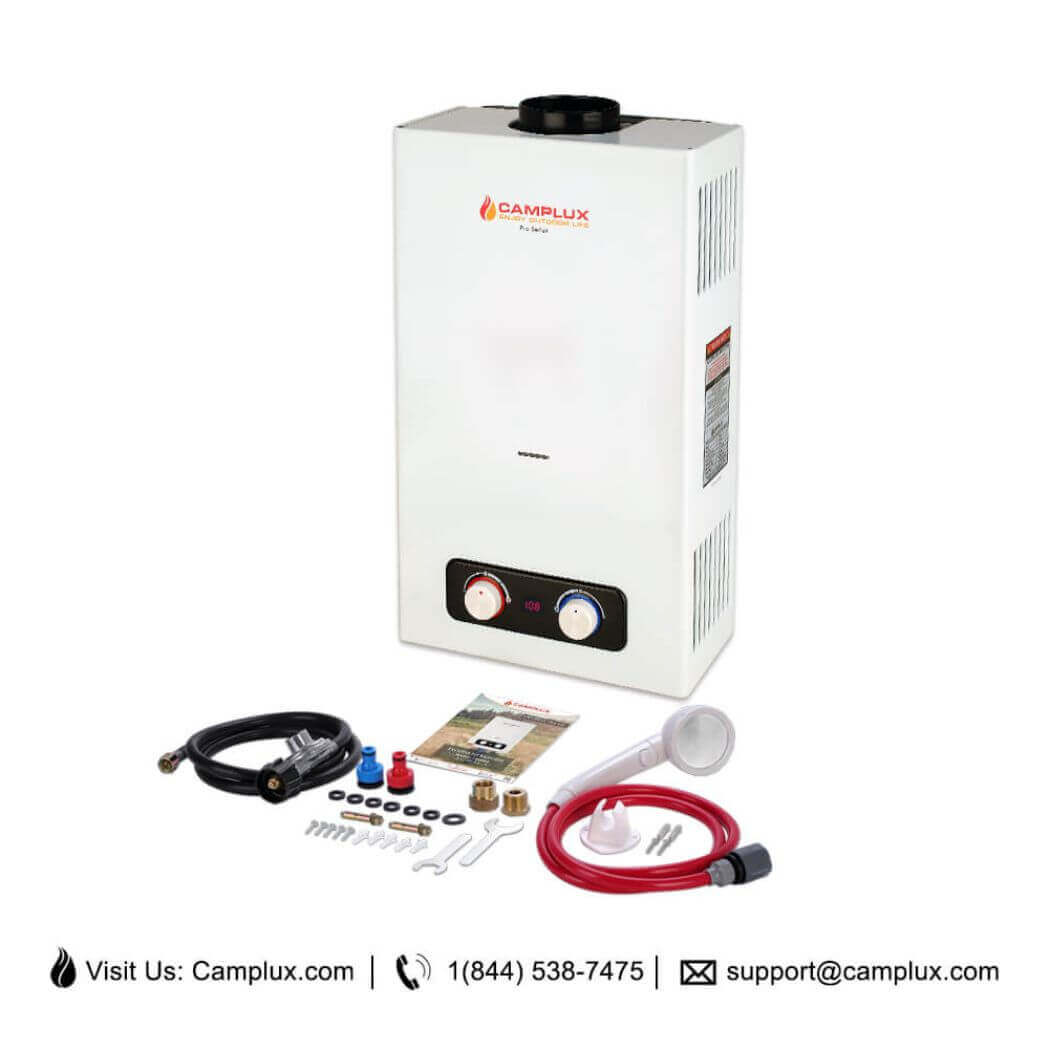 Camplux 10 gallon tankless water heater - BD264 portable water heater: A compact and efficient water heater for on-the-go use.