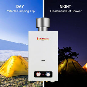 Camplux BD264C: Portable camping water heater for your outdoor adventures.