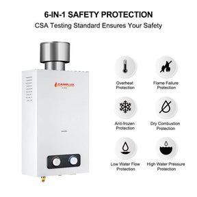 Camplux BD264C: Ensuring your safety with 6-1 safety protection CSA tested and multiple safety protections.