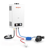 A Camplux BD264P120 water heater with pump for heating water efficiently.
