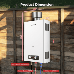 Camplux StreamLine Outdoor Propane Gas Water Heater with Weatherproof Rain Cap