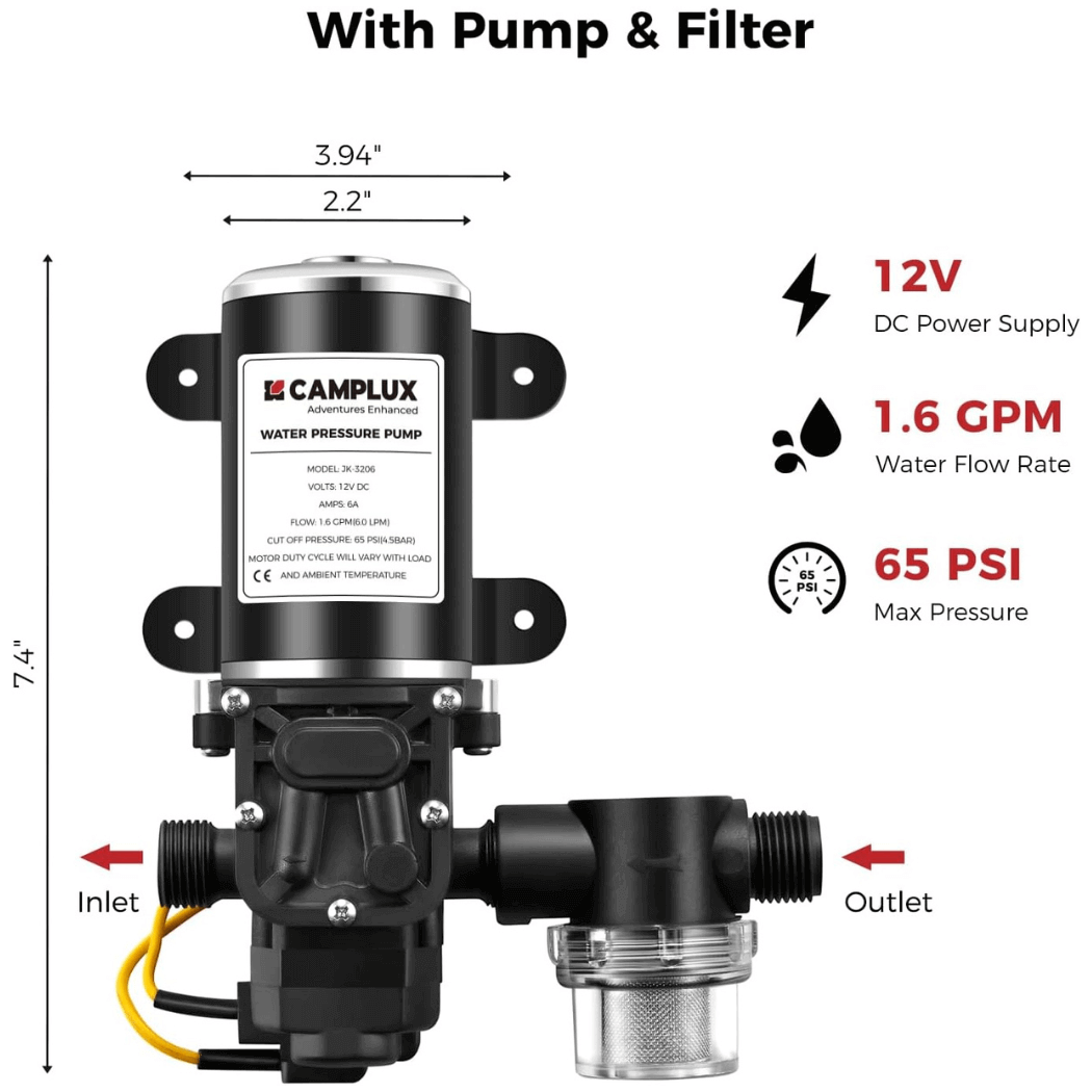 Camplux Tankless Water Heater for RV 1.58 GPM With Pump Kit