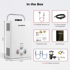 Camplux Tankless Water Heater for RV 1.58 GPM With Pump Kit