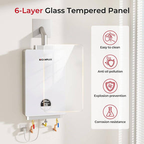 3.18 GPM Indoor Propane Tankless Water Heater with Wall Thimble, White