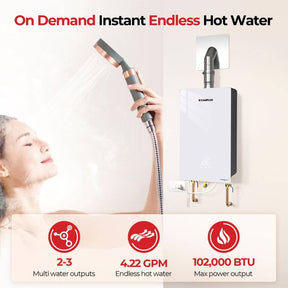 Camplux Instant Indoor Tankless Gas Water Heater 4.22 GPM | White