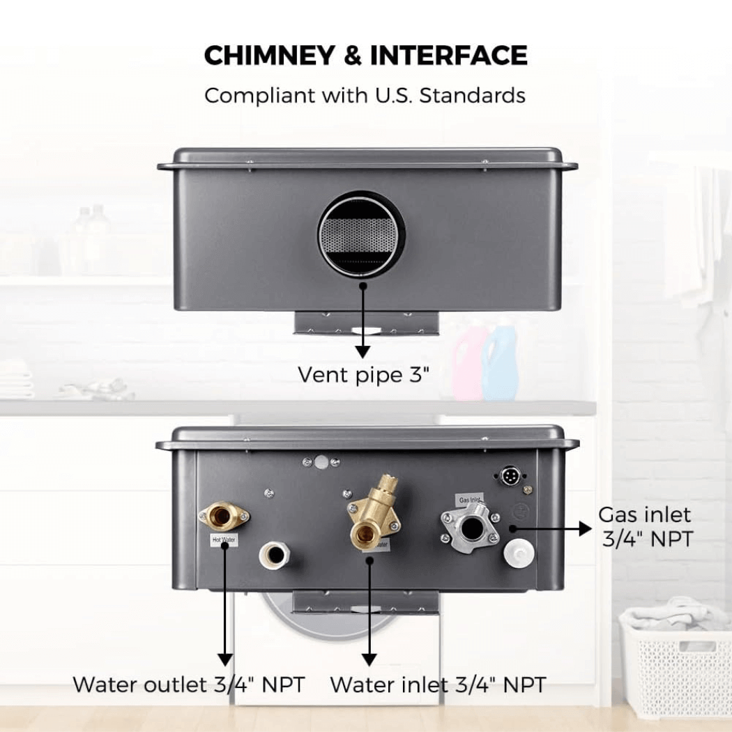 Chauffe-eau à gaz instantané sans réservoir d'intérieur Camplux 5,28 GPM | Gris 