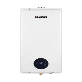 Chauffe-eau à gaz sans réservoir, chauffe-eau instantanés Camplux à la demande, gaz d'intérieur, 6,86 GPM, 120 V AC, blanc 