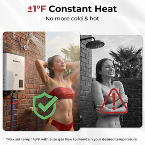 CAMPLUX F5 Ultra Thermostatic Portable Propane Water Heater, 1.32 GPM Camping Hot Water System