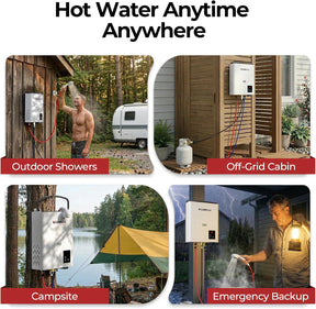 Camplux F10 Ultra Thermostatic Portable Tankless Water Heater –  2.64 GPM Instant Hot Water for Camping, RV & Outdoor Shower