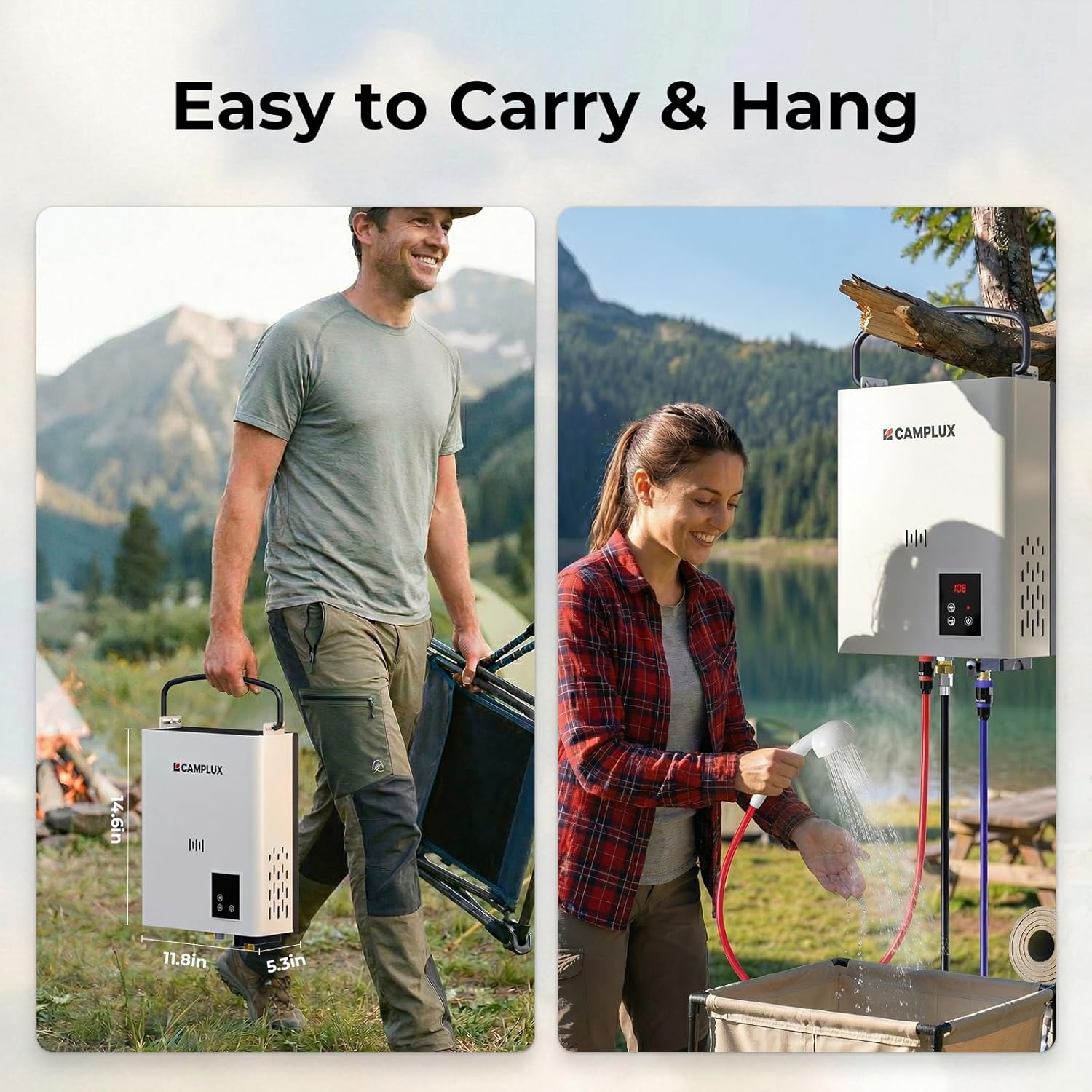 Camplux F10 Ultra Thermostatic Portable Tankless Water Heater –  2.64 GPM Instant Hot Water for Camping, RV & Outdoor Shower