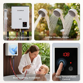 CAMPLUX F5 Ultra Thermostatic Portable Propane Water Heater, 1.32 GPM Camping Hot Water System