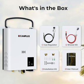 Camplux F10 Ultra Thermostatic Portable Tankless Water Heater –  2.64 GPM Instant Hot Water for Camping, RV & Outdoor Shower