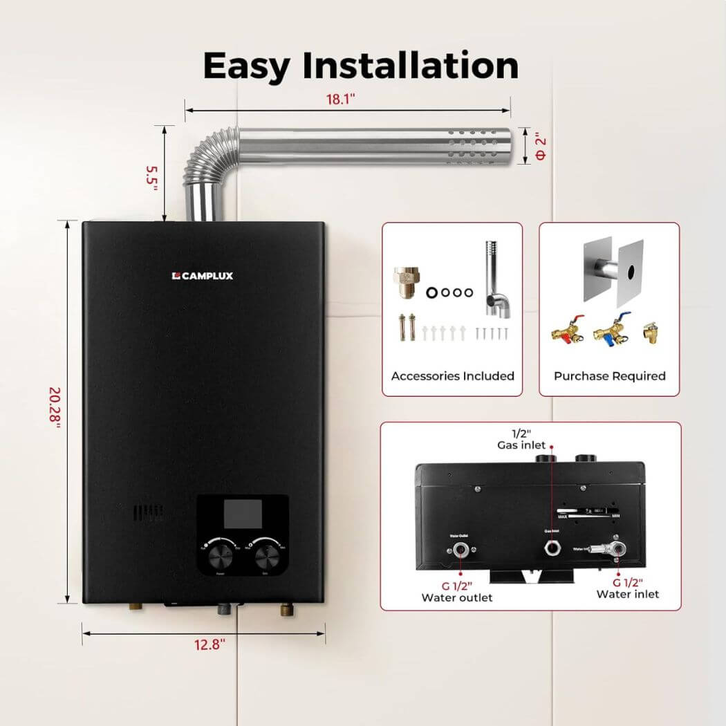 Chauffe-eau instantané sans réservoir 5500 W Mini chauffe-eau électrique, fréquence variable température constante et chauffage rapide avec télécommande Affichage numérique pour évier de cuisine Chauffe-eau instantané sans réservoir 5500 W Mini chauffe-eau électrique, fréquence variable température constante et chauffage rapide avec télécommande Affichage numérique pour évier de cuisine