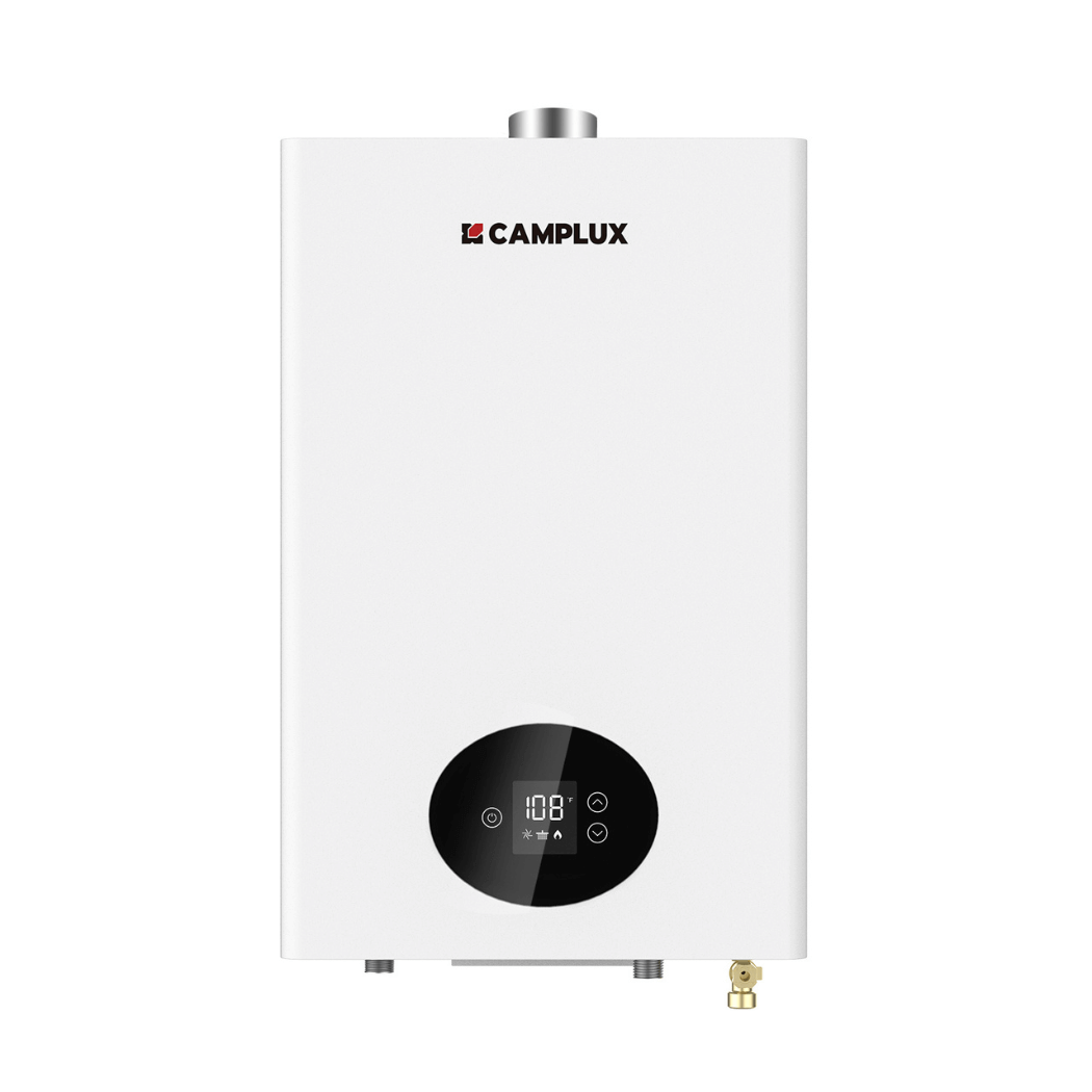 CAMPLUX CX360 Tankless Water Heater Propane 3.6 GPM, 82,000 BTU Instant Gas Hot Water Heater Indoor, White