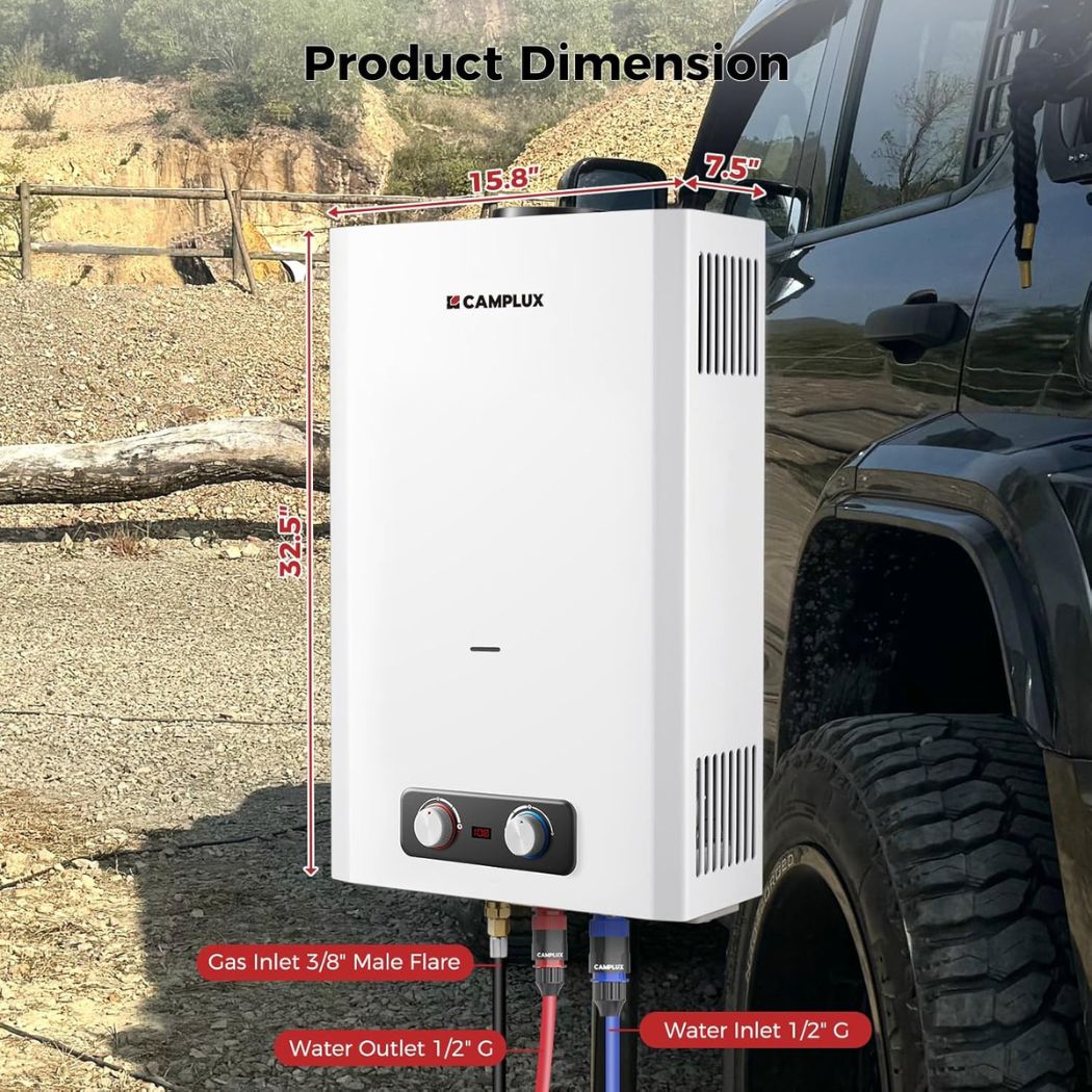 Camplux 5.28 GPM 20L On Demand Water Heater for Off Grid, Cabins