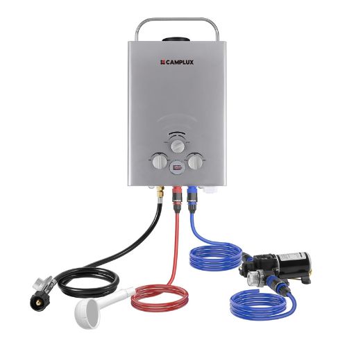 Camplux Tankless Water Heater For RV 1.58 GPM With Pump Kit, Grey