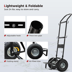 CAMPLUX D52 Dolly Hand Cart Large 10 Inch Pneumatic Wheels
