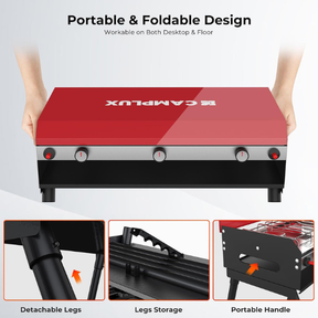 Camplux Propan-Campingkocher, 2 Brenner und 1 Grill, 15.000 BTU Selbstzündung 