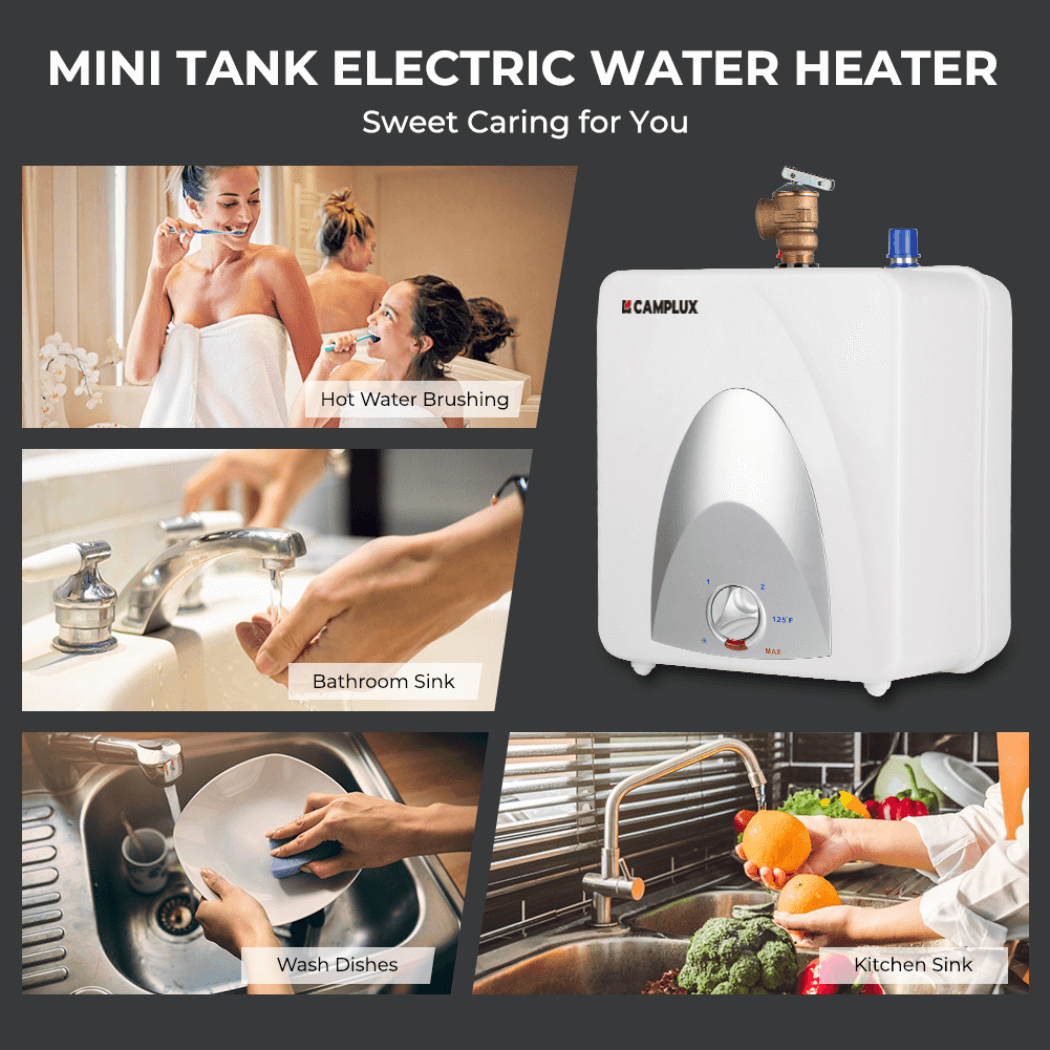 Elektrischer Mini-Tank-Warmwasserbereiter von Camplux, 120 V – 1,3 Gallonen 