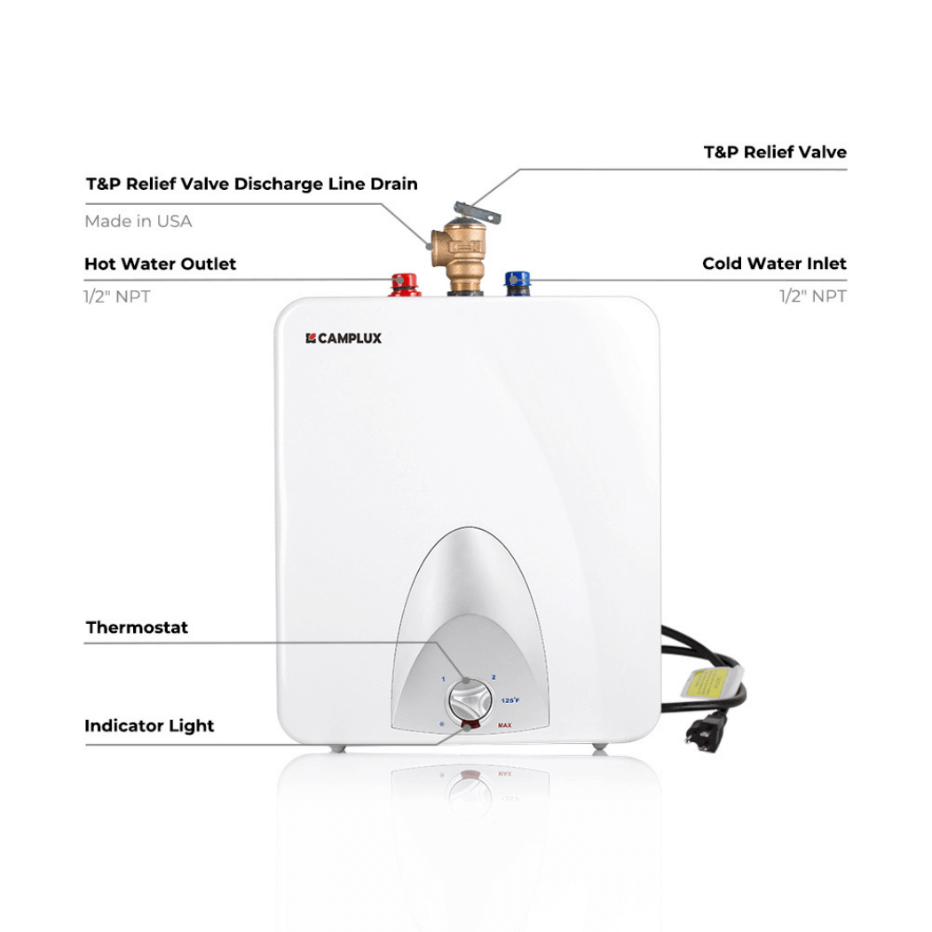 Chauffe-eau électrique au point d'utilisation avec mini-réservoir Camplux 120 V - 6,0 gallons 