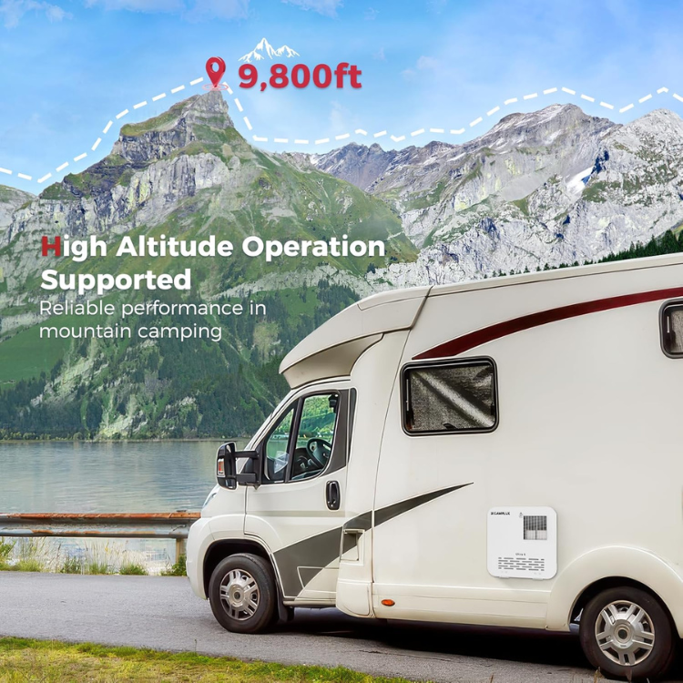 CAMPLUX 6 Gallon RV Water Heater, Gas/Electric/Hybrid, 12,000 BTU, 1440W, Porcelain-Lined Tank with Anode Rod, DSI Ignition, Compatible with Suburban & Dometic, White