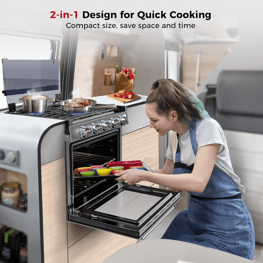 Home Camplux RV Stove Gas Range Oven w/ 3 Burners Cooktop 21 Inches CLASSIC