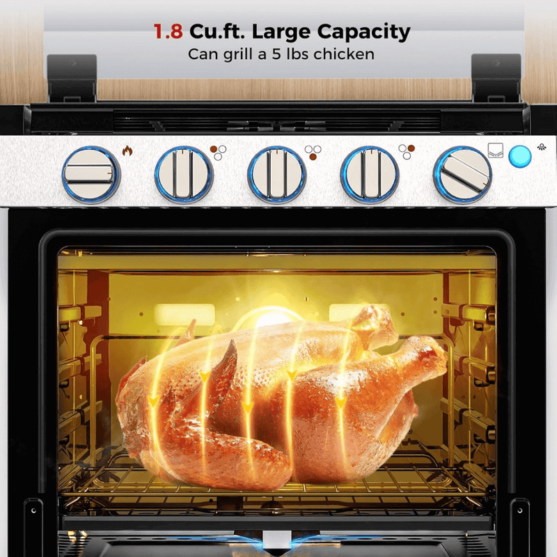 Home Camplux RV Stove Gas Range Oven w/ 3 Burners Cooktop 21 Inches CLASSIC