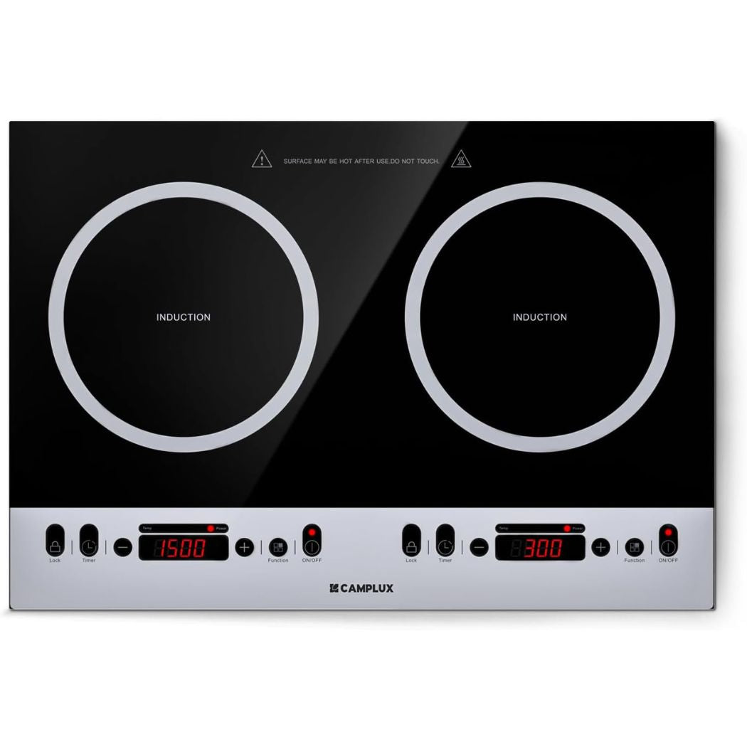 CAMPLUX RV Induction Cooktop 2 Burners 1800W, Electric Cooktop 120V Plug in, Portable Induction Stove