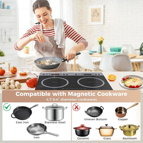 CAMPLUX RV Induction Cooktop 2 Burners 1800W, Electric Cooktop 120V Plug in, Portable Induction Stove