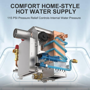 Camplux PRO 65,000 BTU RV Tankless Water Heater 2.64 GPM-White
