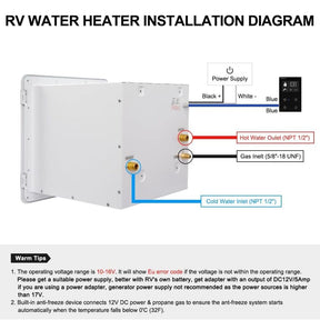 Camplux PRO 65,000 BTU RV Tankless Water Heater 2.64 GPM-White