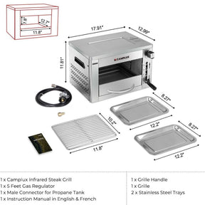 Camplux Outdoor Propane Infrared Steak Grill, 1600℉ Fast Efficient Heating