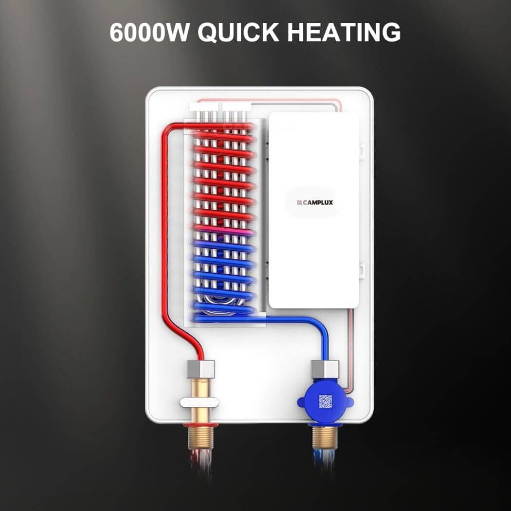 Chauffe-eau instantané électrique sans réservoir Camplux - Blanc