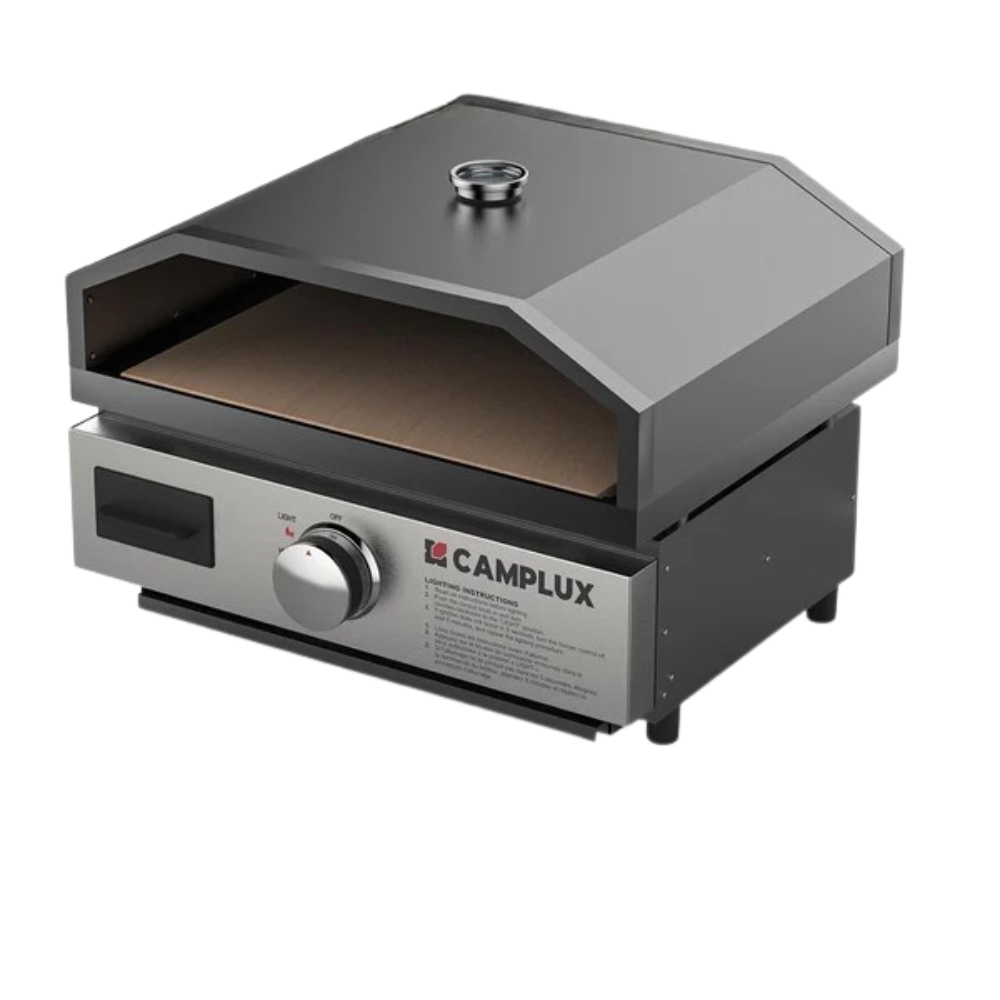 CAMPLUX Portable Propane Grill & Pizza Oven Combo, 11,000 BTU Tabletop Gas Griddle with 17" Pizza Oven Kit and Cordierite Stone, Compact Outdoor Mini Oven for Crispy Pizza, Camping, RV & Tailgating