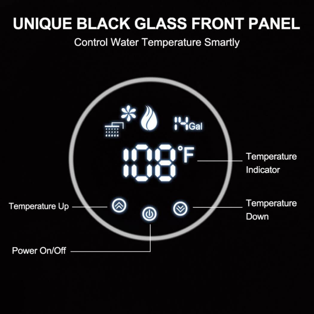 Unique black glass front panel for easy control.