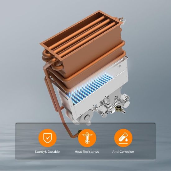 Chauffe-eau sans réservoir pour toute la maison, Camplux Pro 5,28 GPM, chauffe-eau à gaz à haute efficacité sur demande, chauffe-eau à gaz extérieur pour 3 à 4 personnes, blanc 