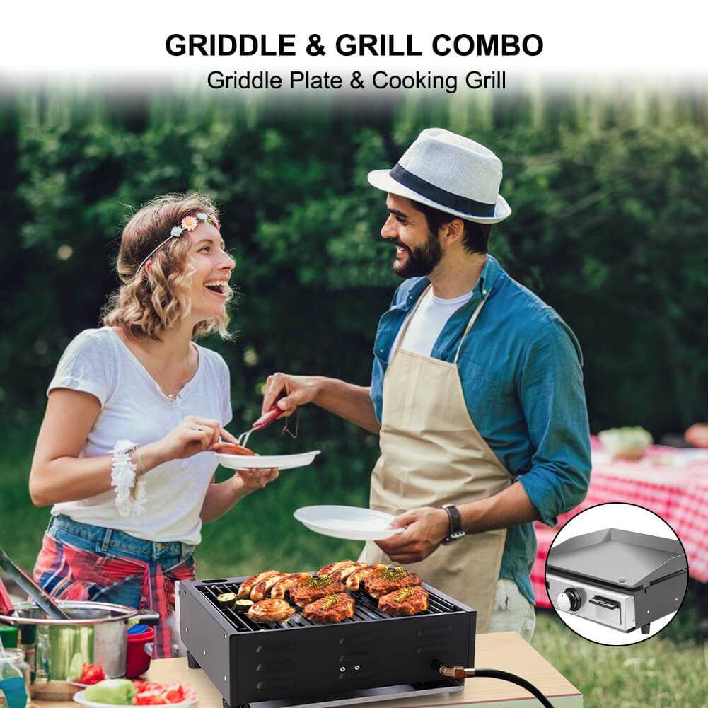 Camplux Portable Griddle Grill Combo for RV, Camping and Tailgating - 17 Inch 15,000 BTU