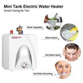 Mini tank electric water heater for instant hot water. Compact design for your convenience.